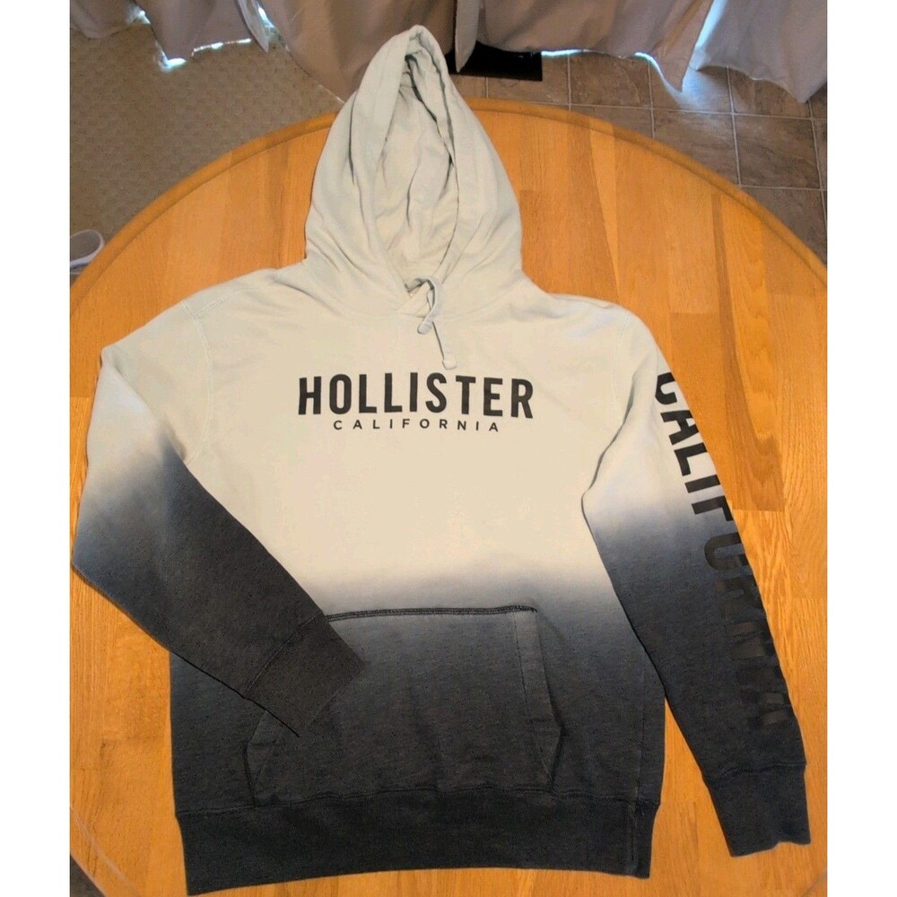 Y2K Hollister California OMBRE LOGO HOODIE Pocket White/Blue Gradient Size M